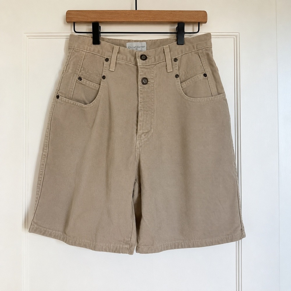 Vintage Christopher & Banks Y2K Cotton Carpenter Bermuda Shorts Tan Khaki 8